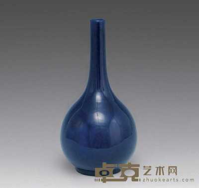 清雍正 茄皮紫釉胆式瓶 高23cm